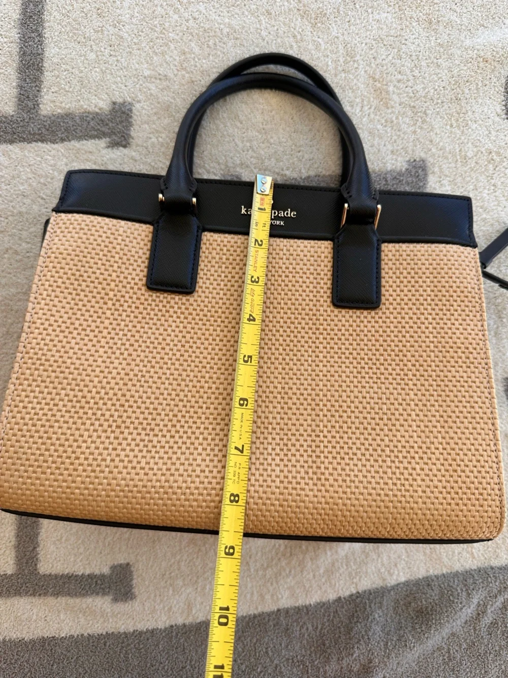 kate spade Beige and Black Woven Tote